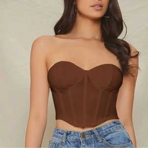 Brown SHEIN Corset Tube Top